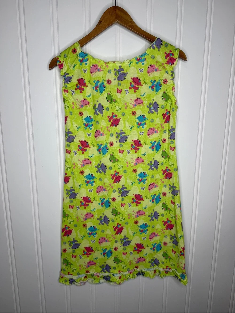 Circo Girls XL Frog Print Lime Green Sleeveless Sleepwear Nightgown